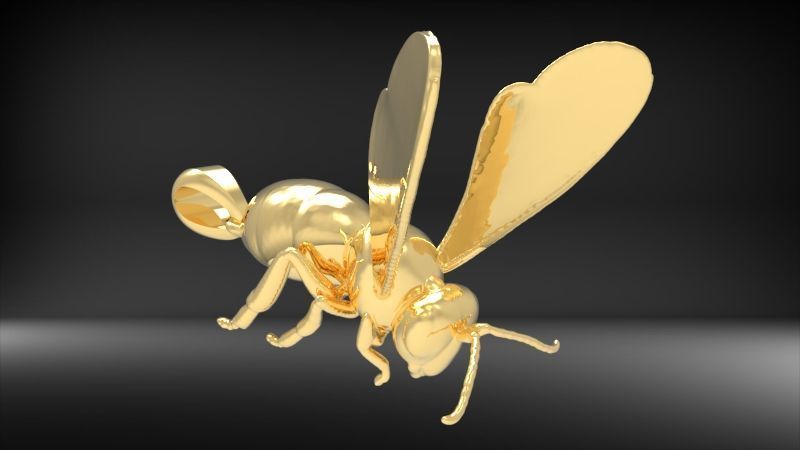 Bee Pendant charm necklace 3D print model_18