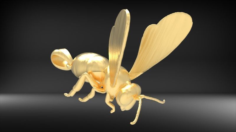 Bee Pendant charm necklace 3D print model_22