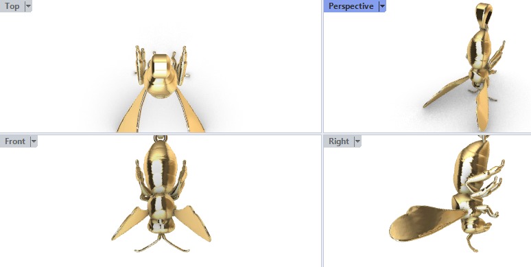 Bee Pendant charm necklace 3D print model_12
