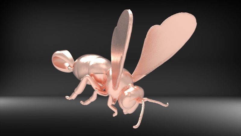 Bee Pendant charm necklace 3D print model_12