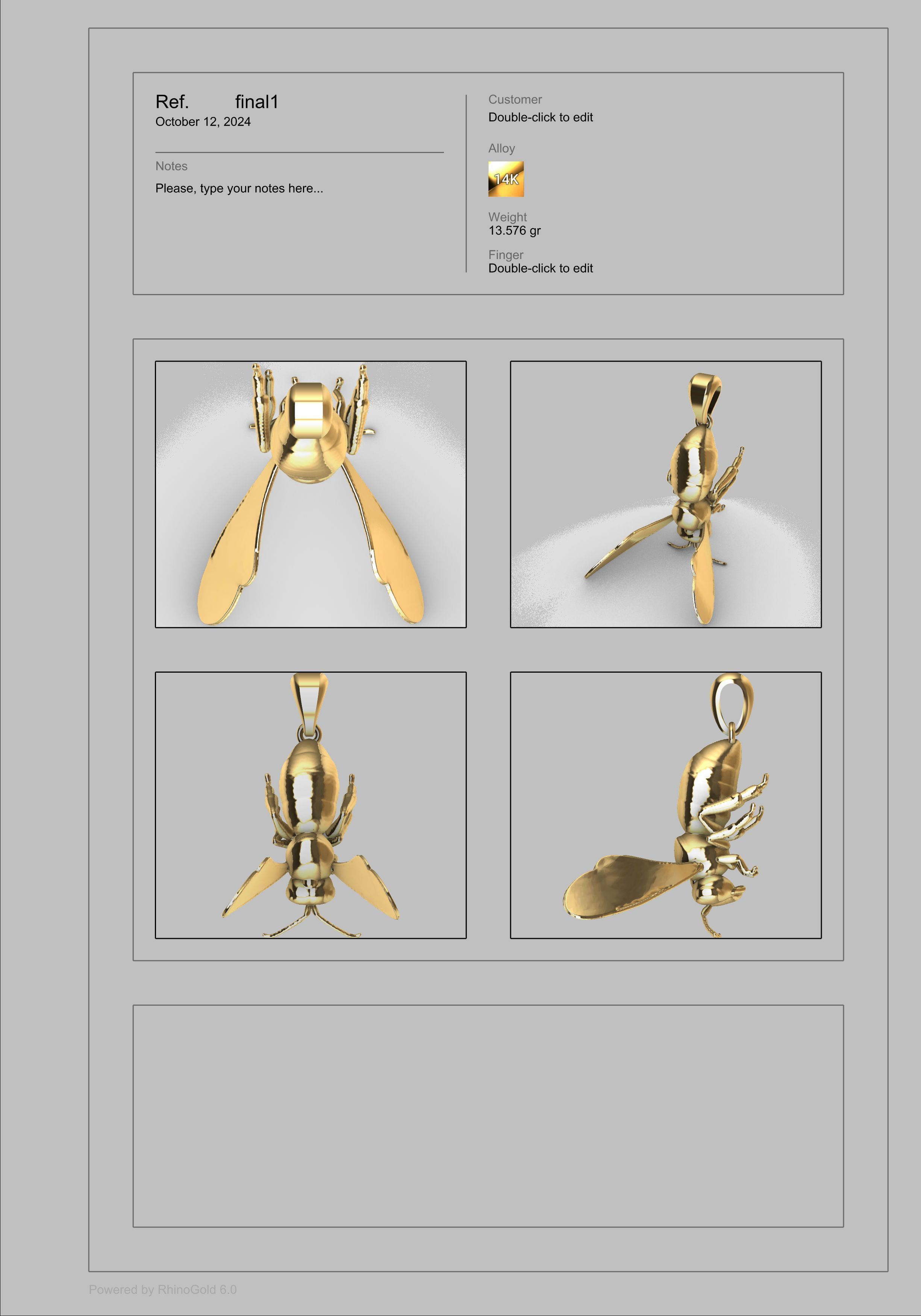 Bee Pendant charm necklace 3D print model_23