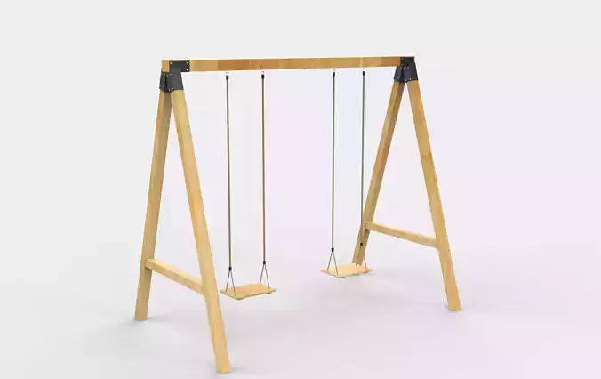 Playground Wooden Swing 3D model