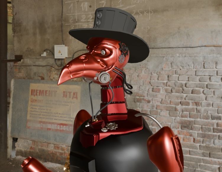 Robot Doctor Plague Low-poly 3D model_2