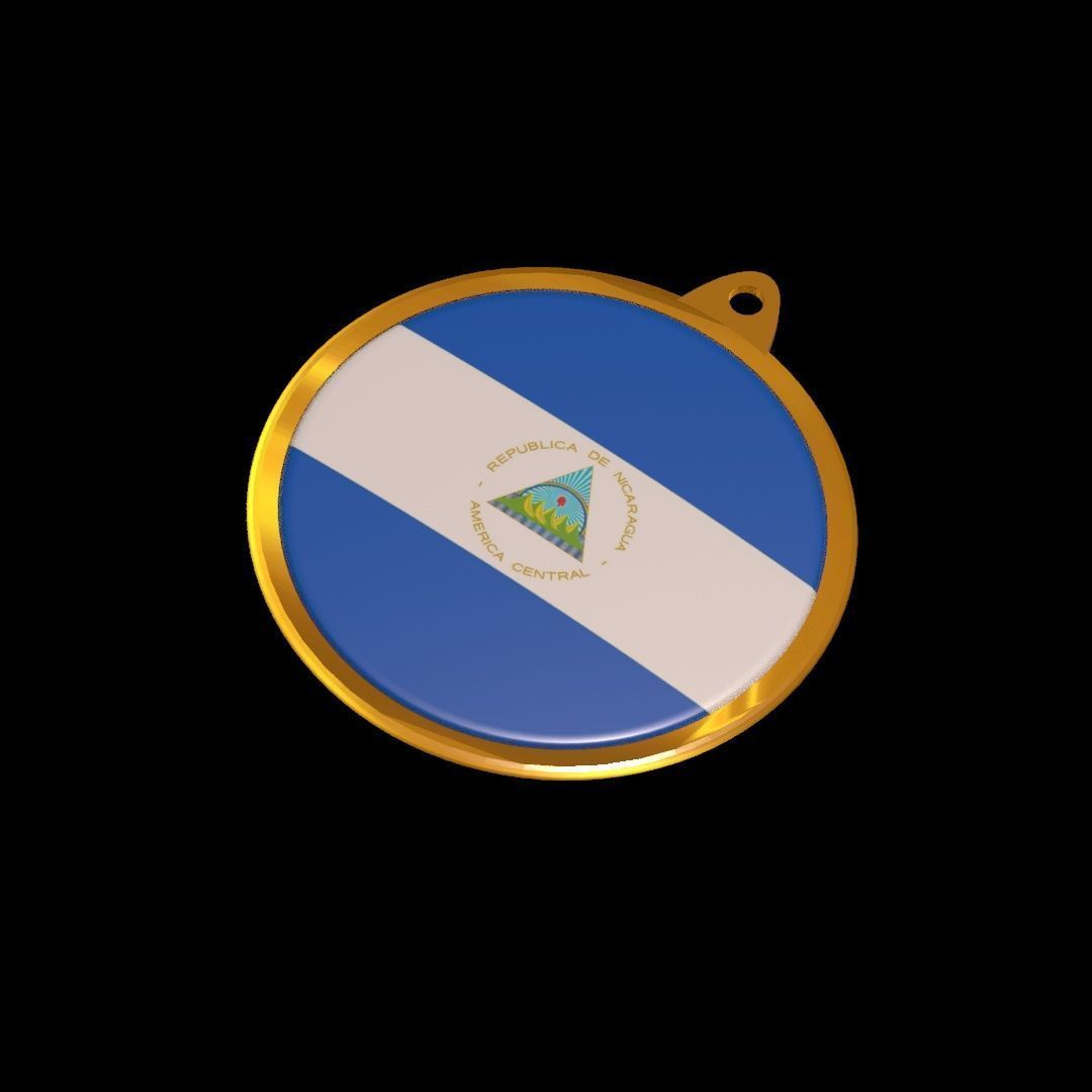 Nicaragua flag medal Badge 3D model_22