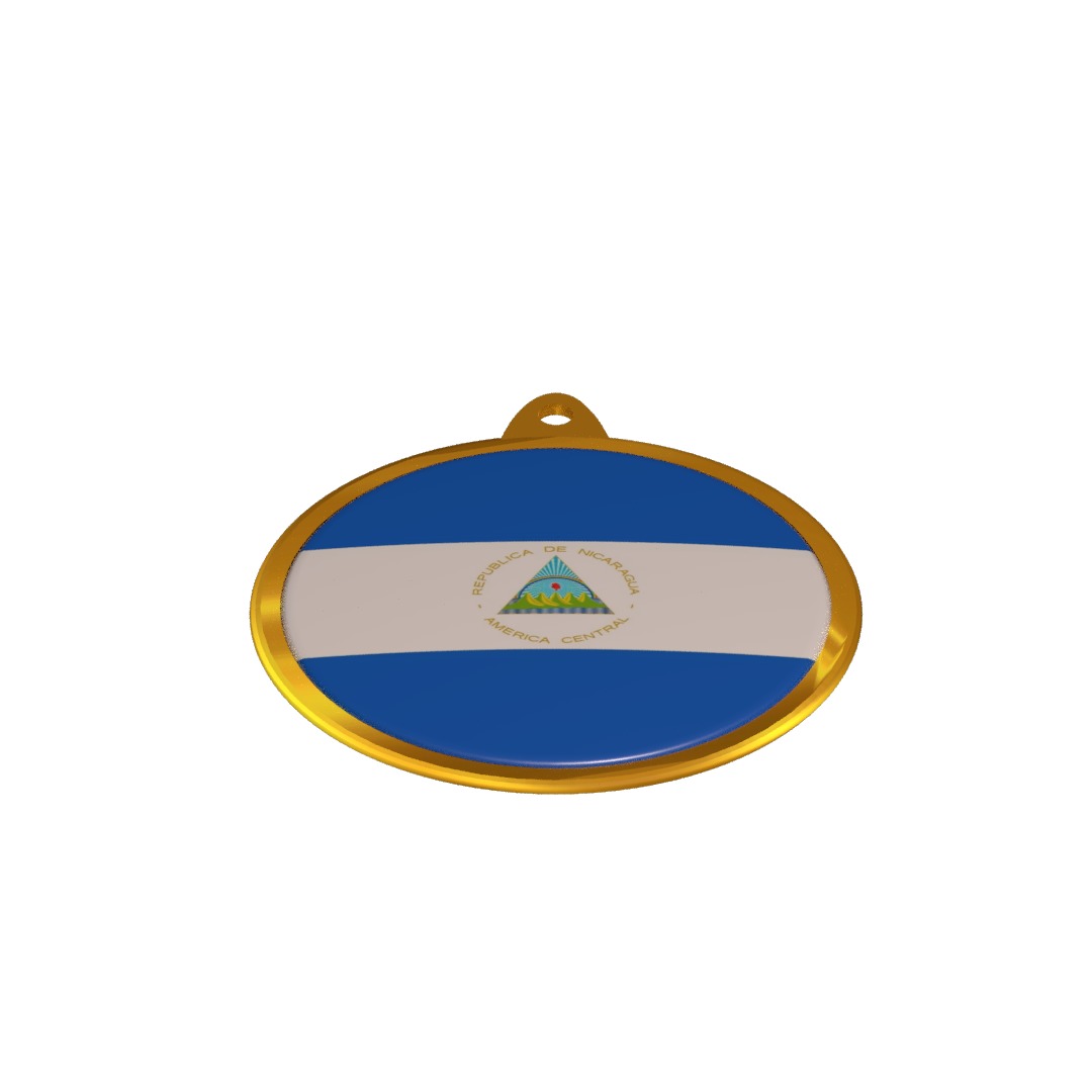 Nicaragua flag medal Badge 3D model_3