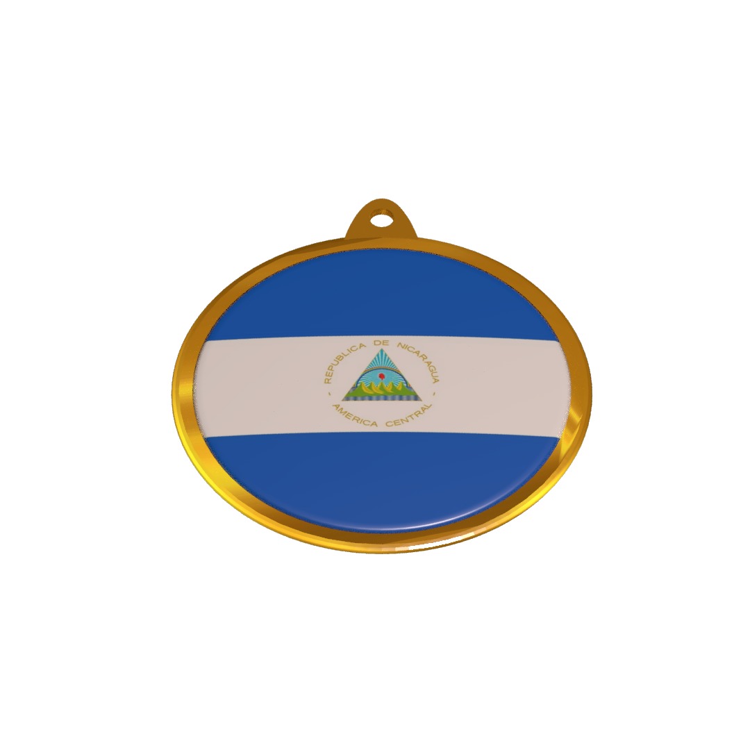 Nicaragua flag medal Badge 3D model_5