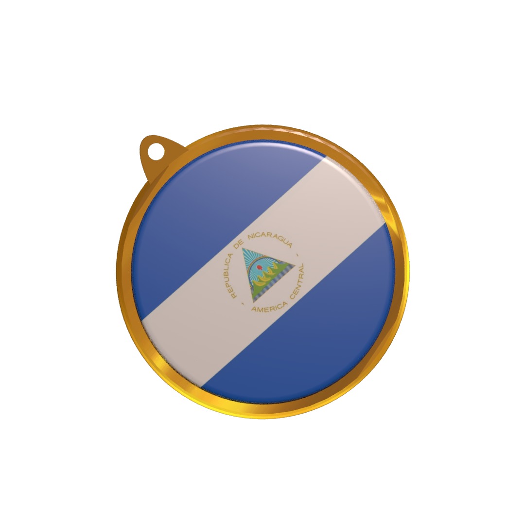 Nicaragua flag medal Badge 3D model_8