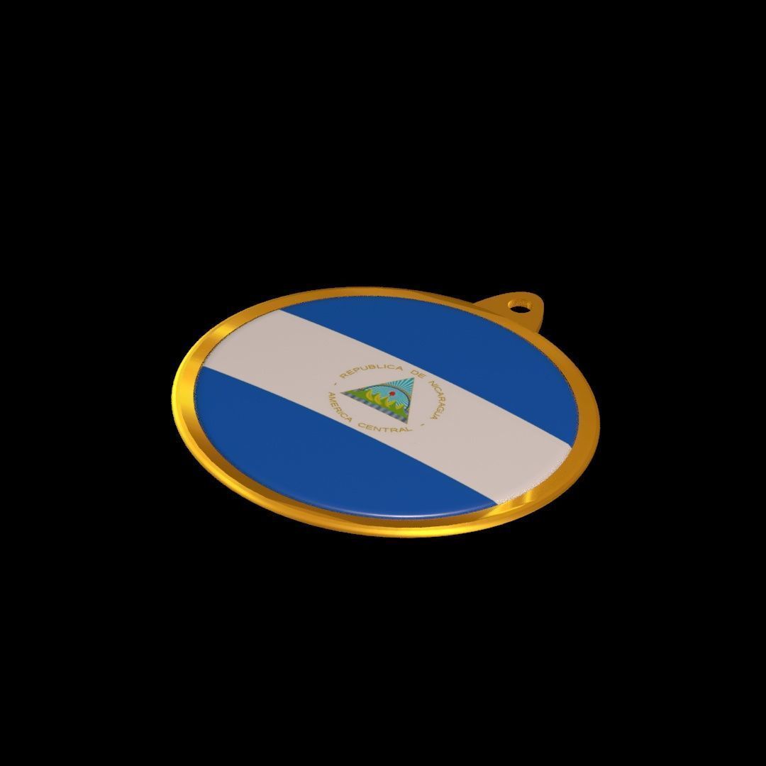 Nicaragua flag medal Badge 3D model_20