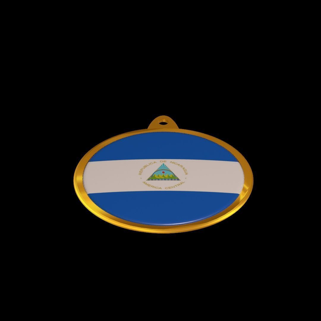 Nicaragua flag medal Badge 3D model_19