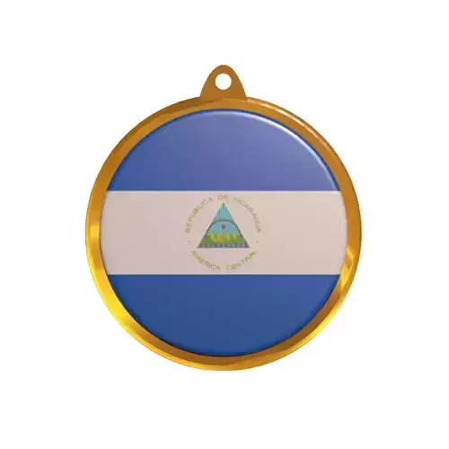 Nicaragua flag medal Badge 3D model