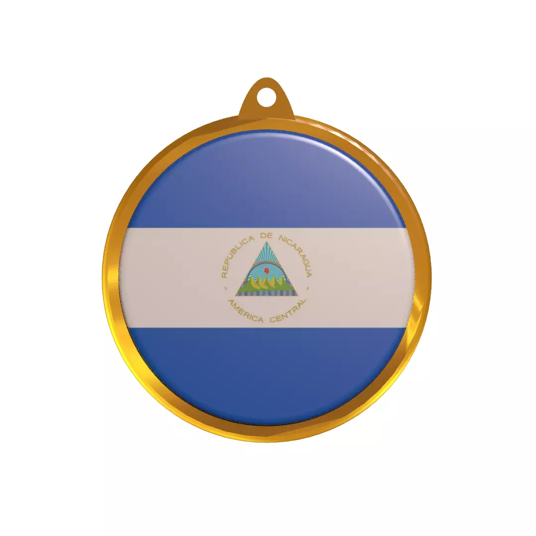 Nicaragua flag medal Badge 3D model_0