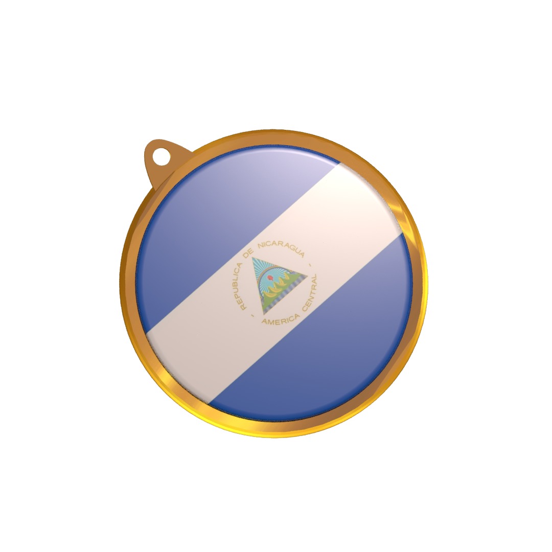Nicaragua flag medal Badge 3D model_10