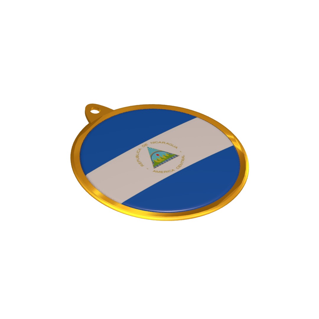 Nicaragua flag medal Badge 3D model_9