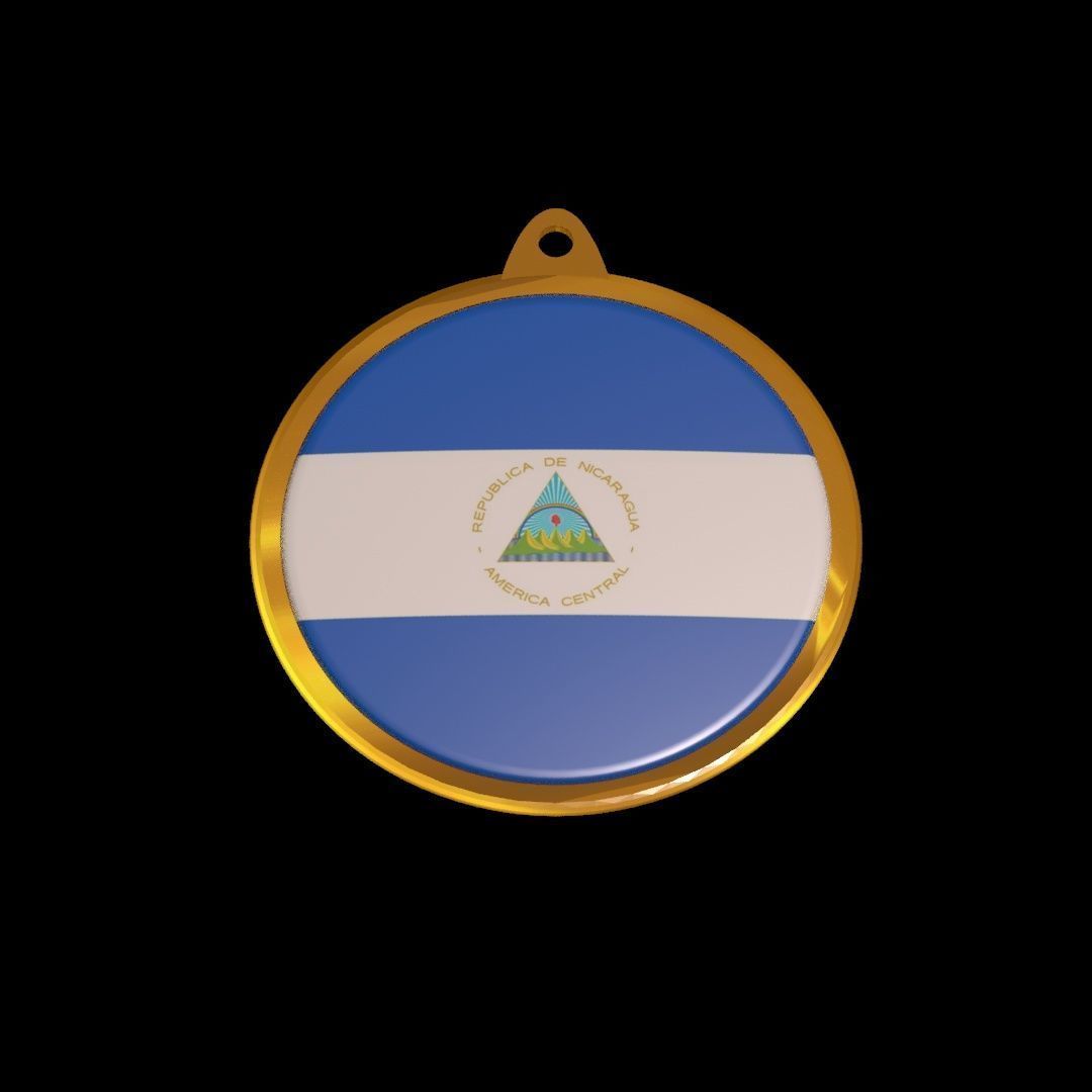 Nicaragua flag medal Badge 3D model_18