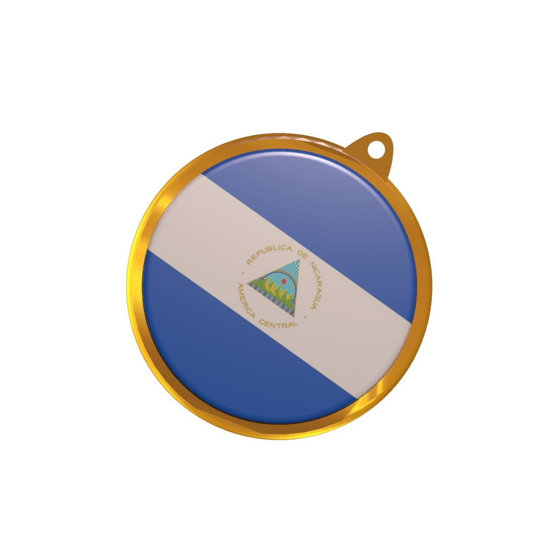 Nicaragua flag medal Badge 3D model_7