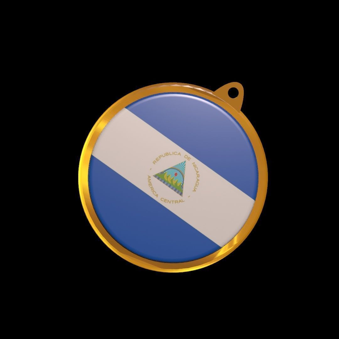 Nicaragua flag medal Badge 3D model_23