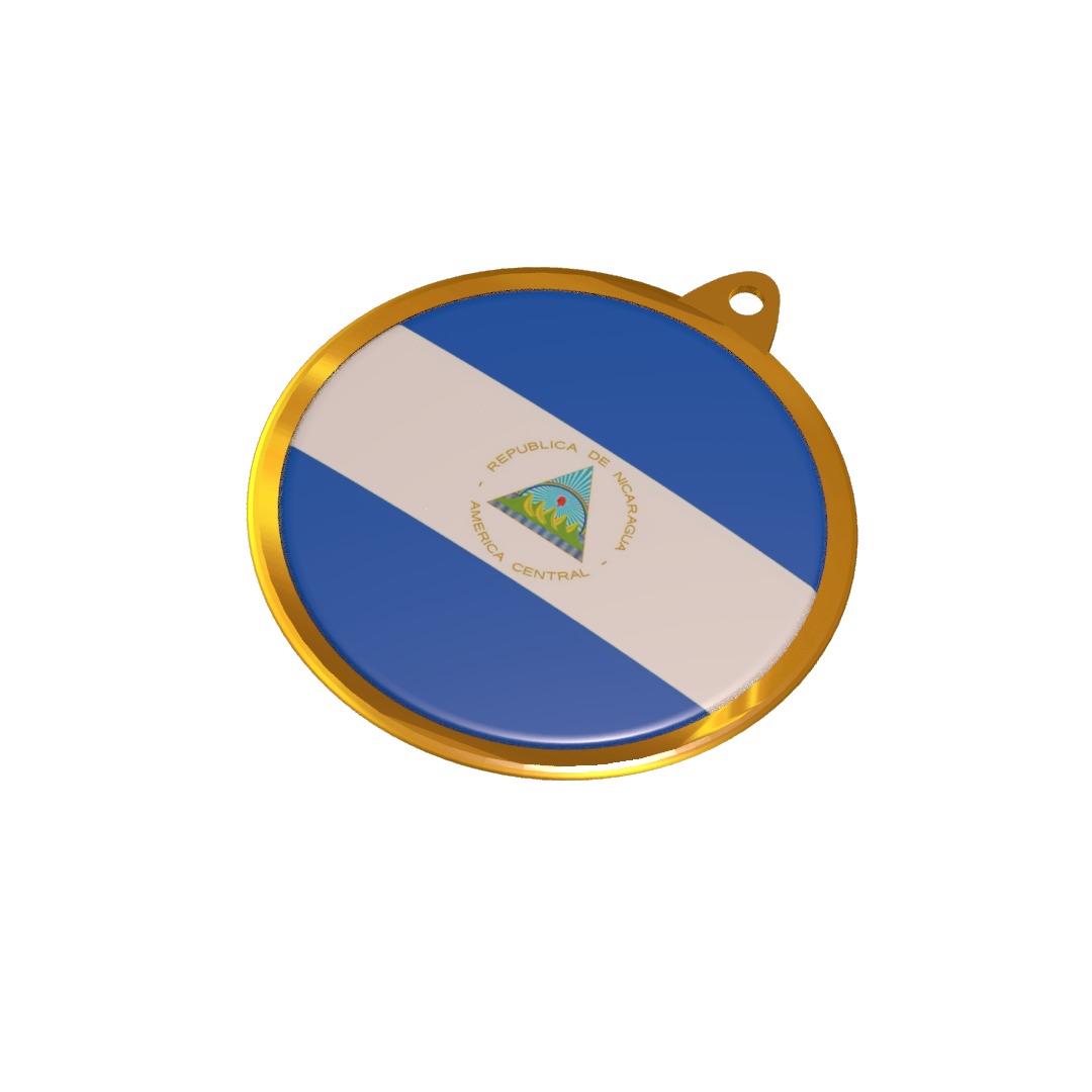 Nicaragua flag medal Badge 3D model_2