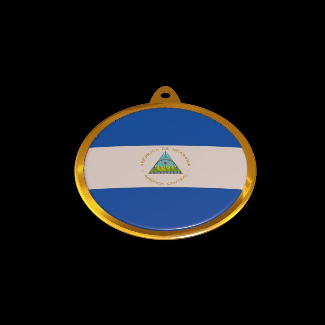 Nicaragua flag medal Badge 3D model_15