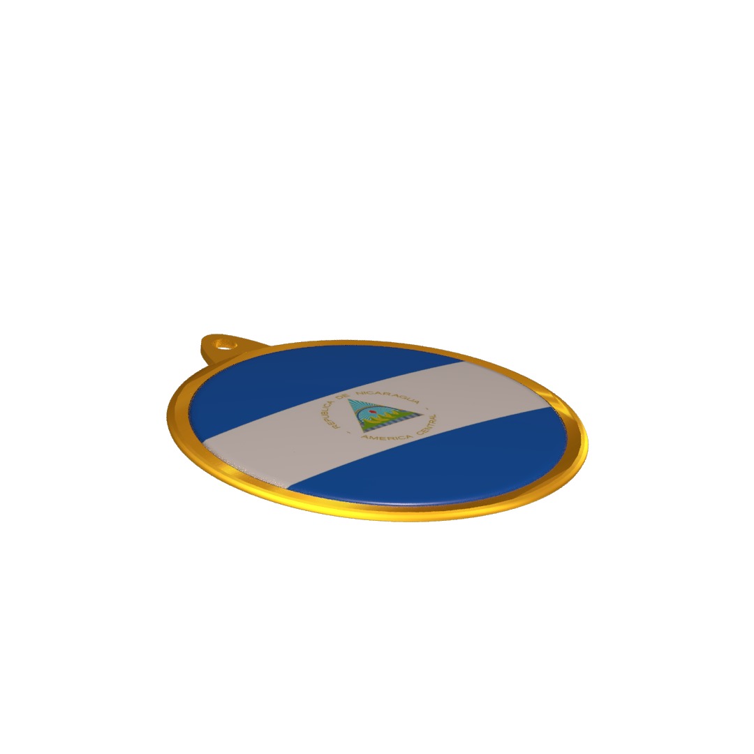 Nicaragua flag medal Badge 3D model_11