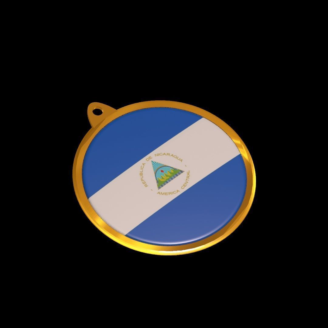 Nicaragua flag medal Badge 3D model_25