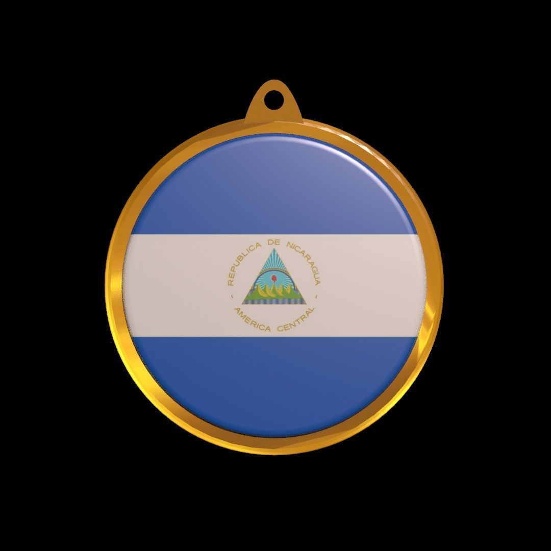 Nicaragua flag medal Badge 3D model_12