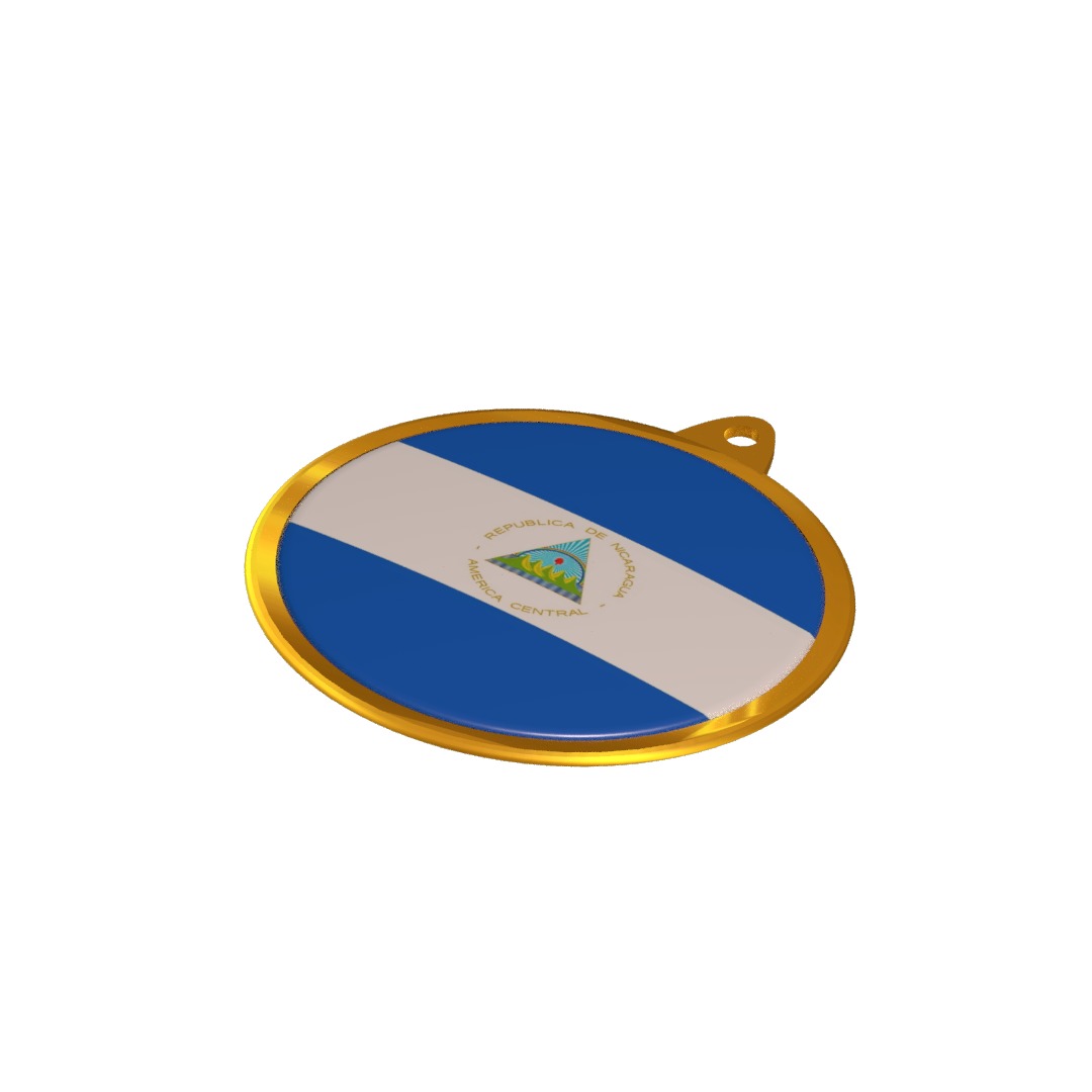Nicaragua flag medal Badge 3D model_4
