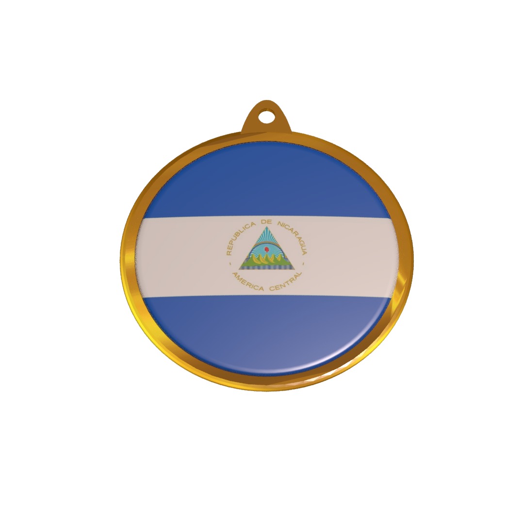 Nicaragua flag medal Badge 3D model_1