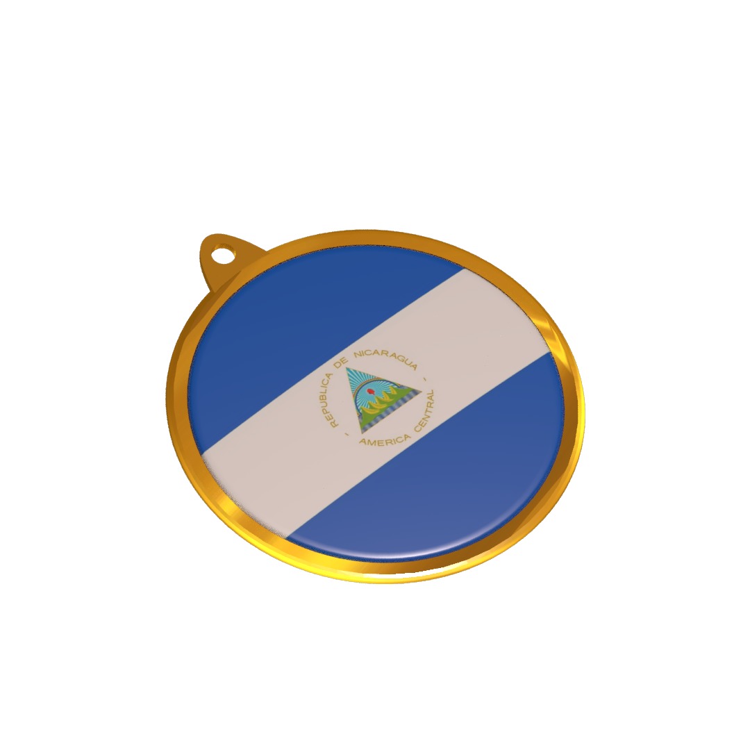 Nicaragua flag medal Badge 3D model_6