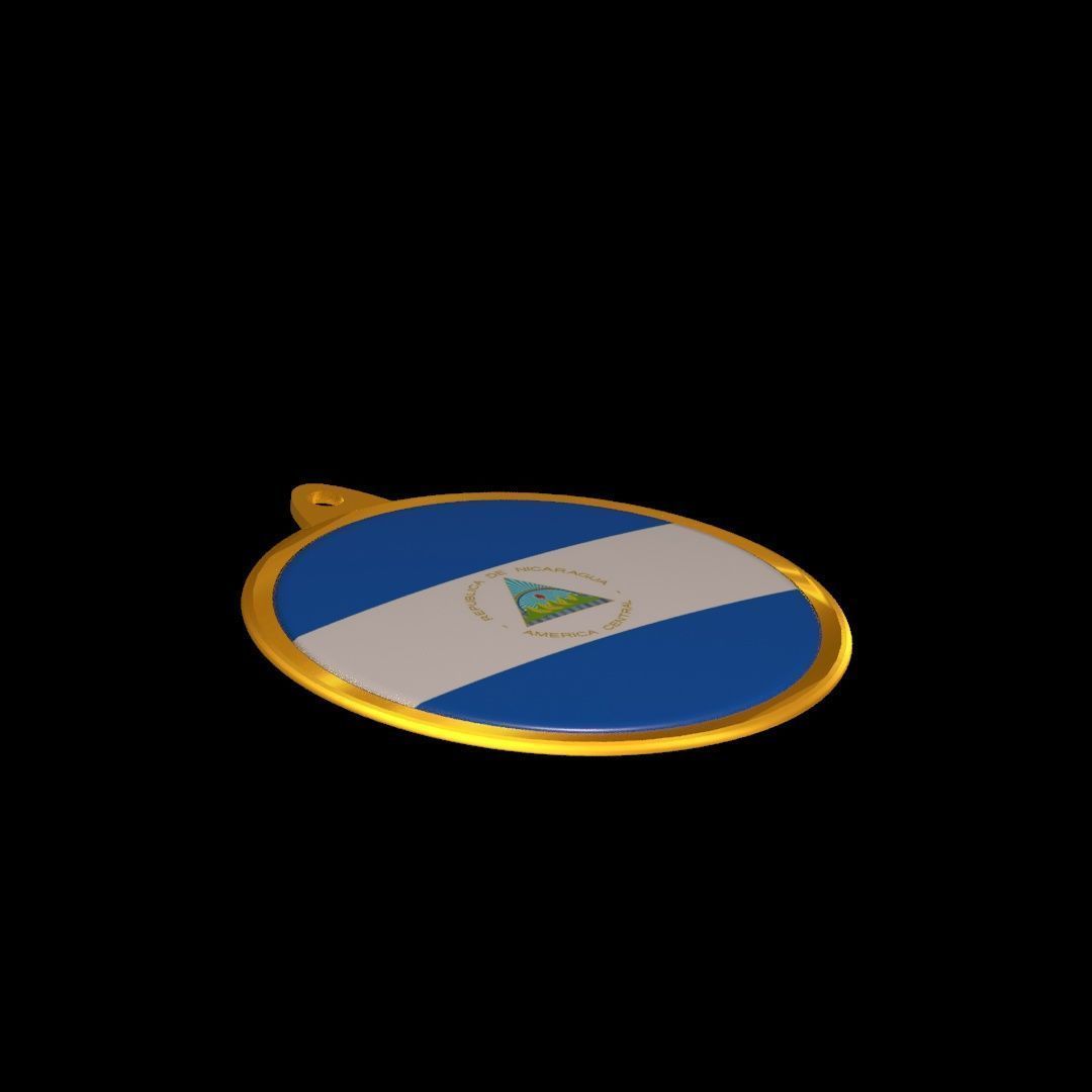 Nicaragua flag medal Badge 3D model_27