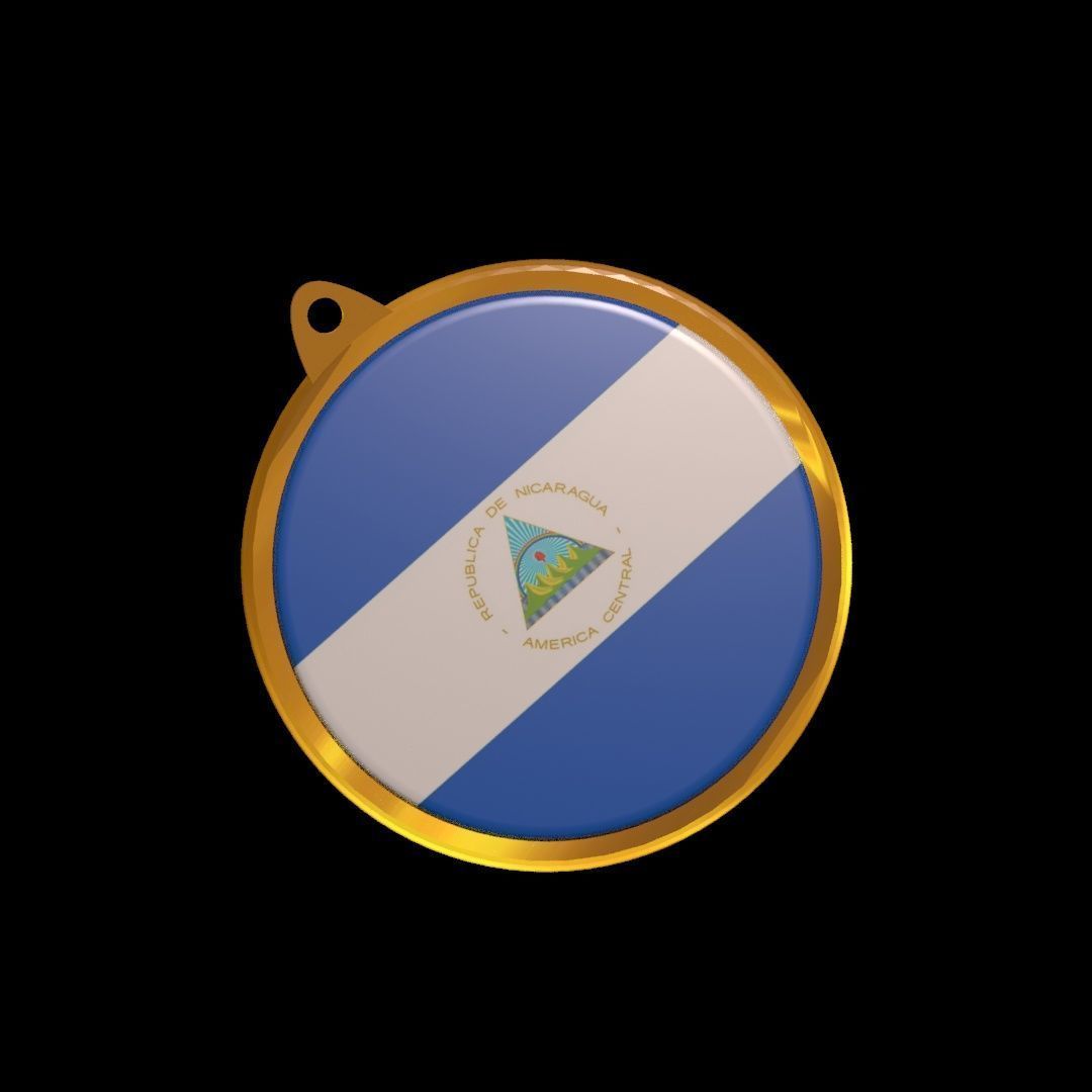 Nicaragua flag medal Badge 3D model_24