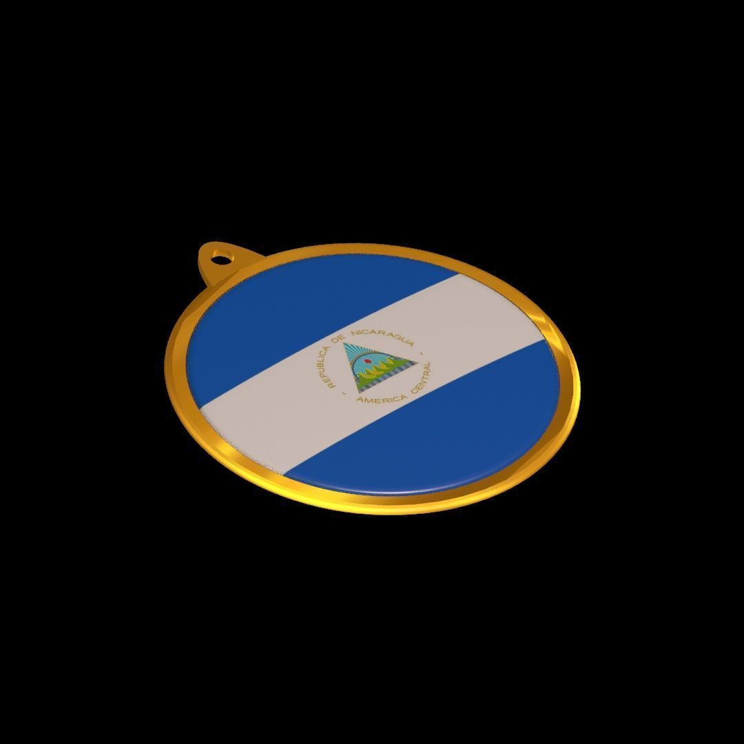 Nicaragua flag medal Badge 3D model_26