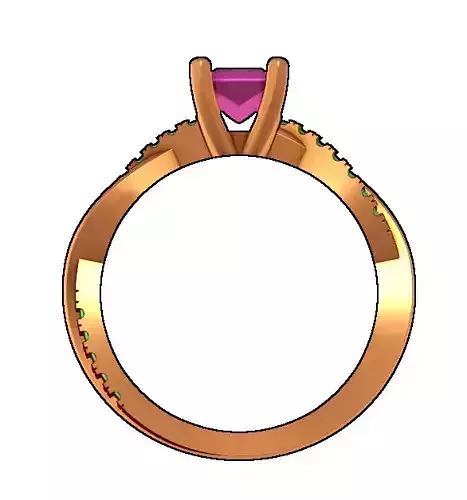 Intertwined Ring with Stone Setting 3D print model