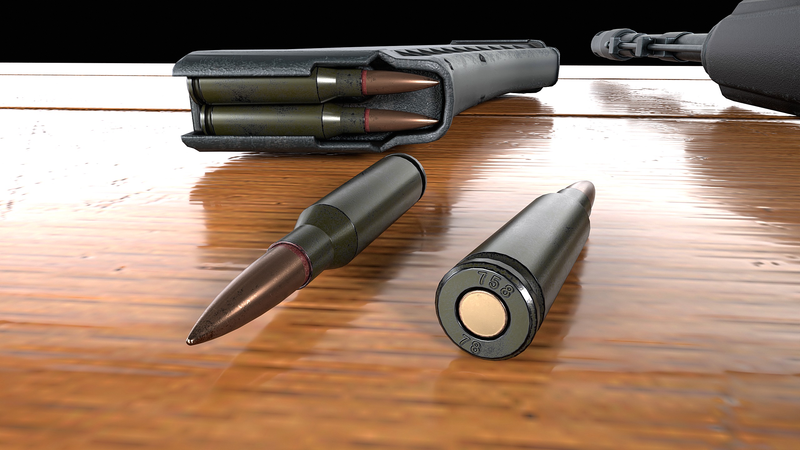 AK-74M assault rifle Low-poly 3D model_11