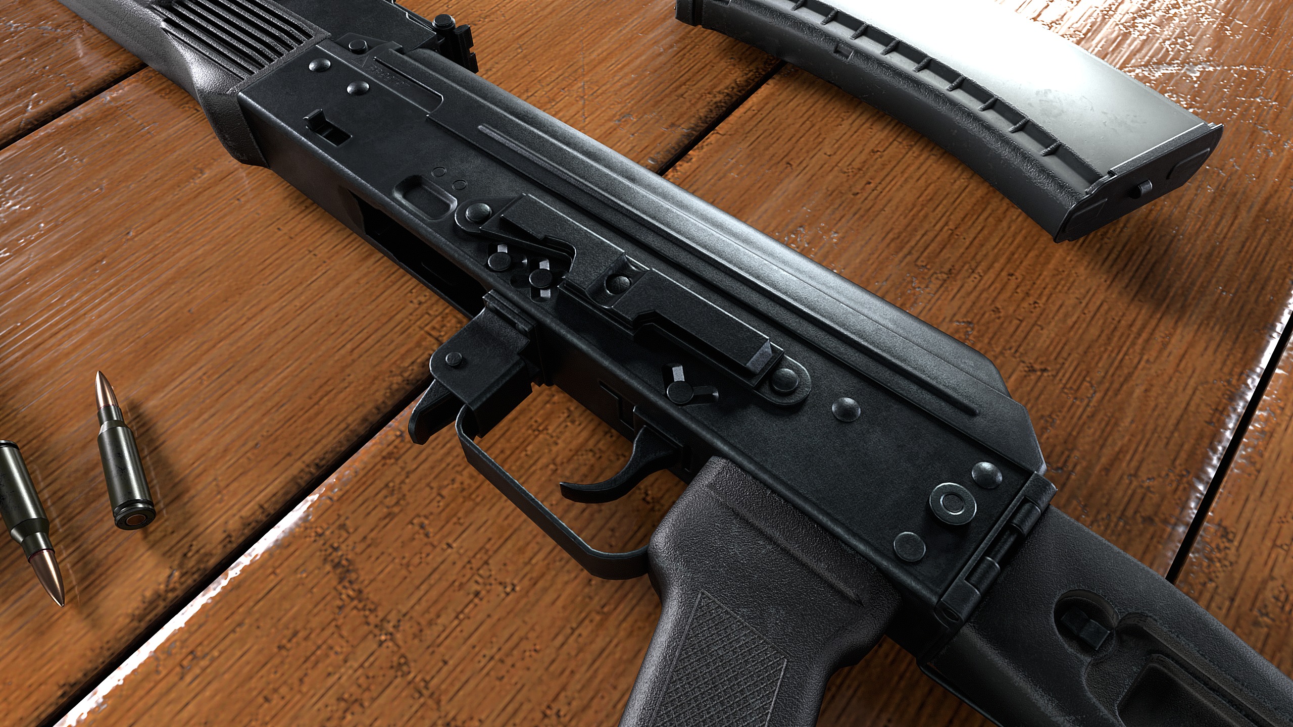 AK-74M assault rifle Low-poly 3D model_4