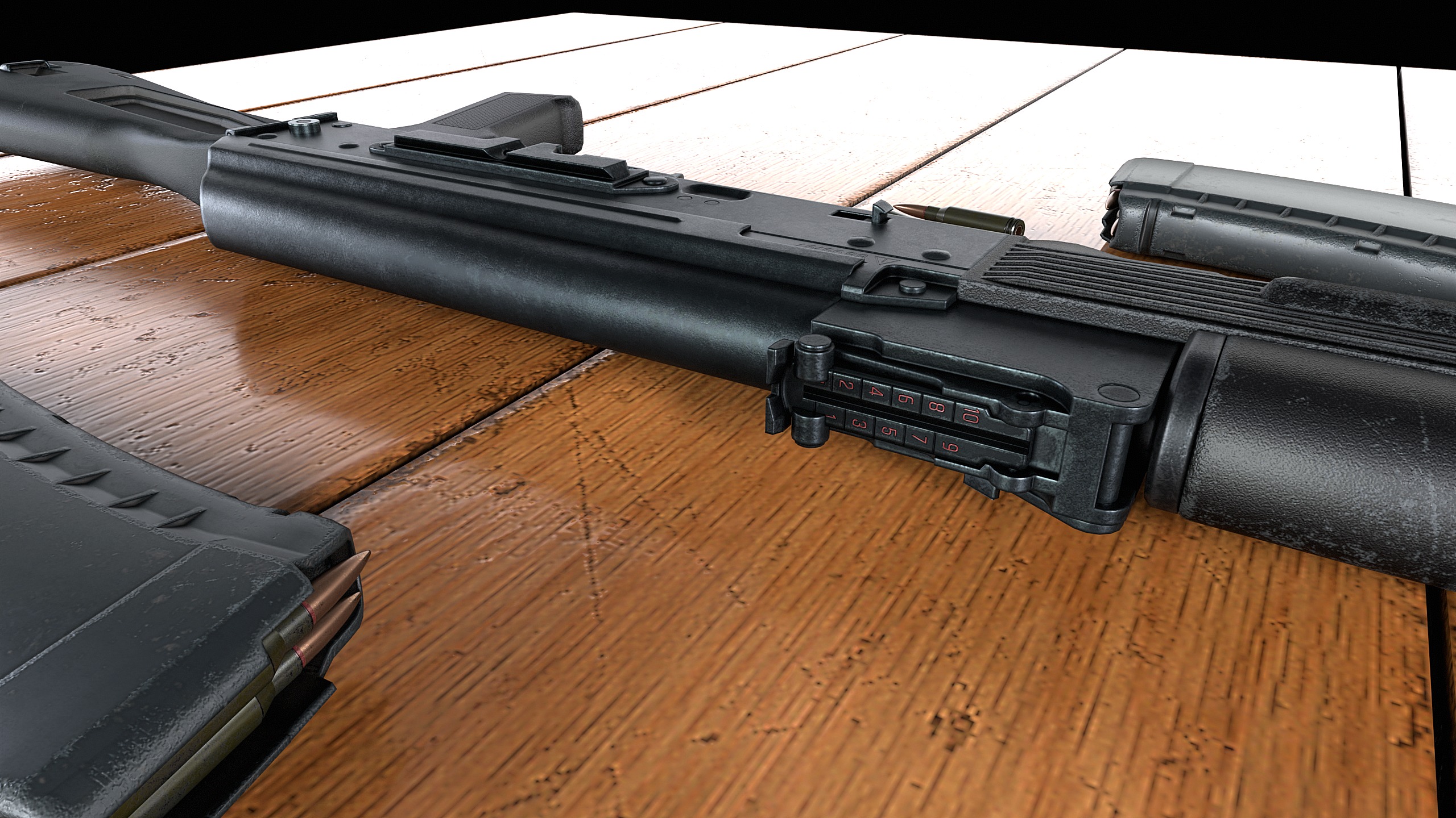 AK-74M assault rifle Low-poly 3D model_6