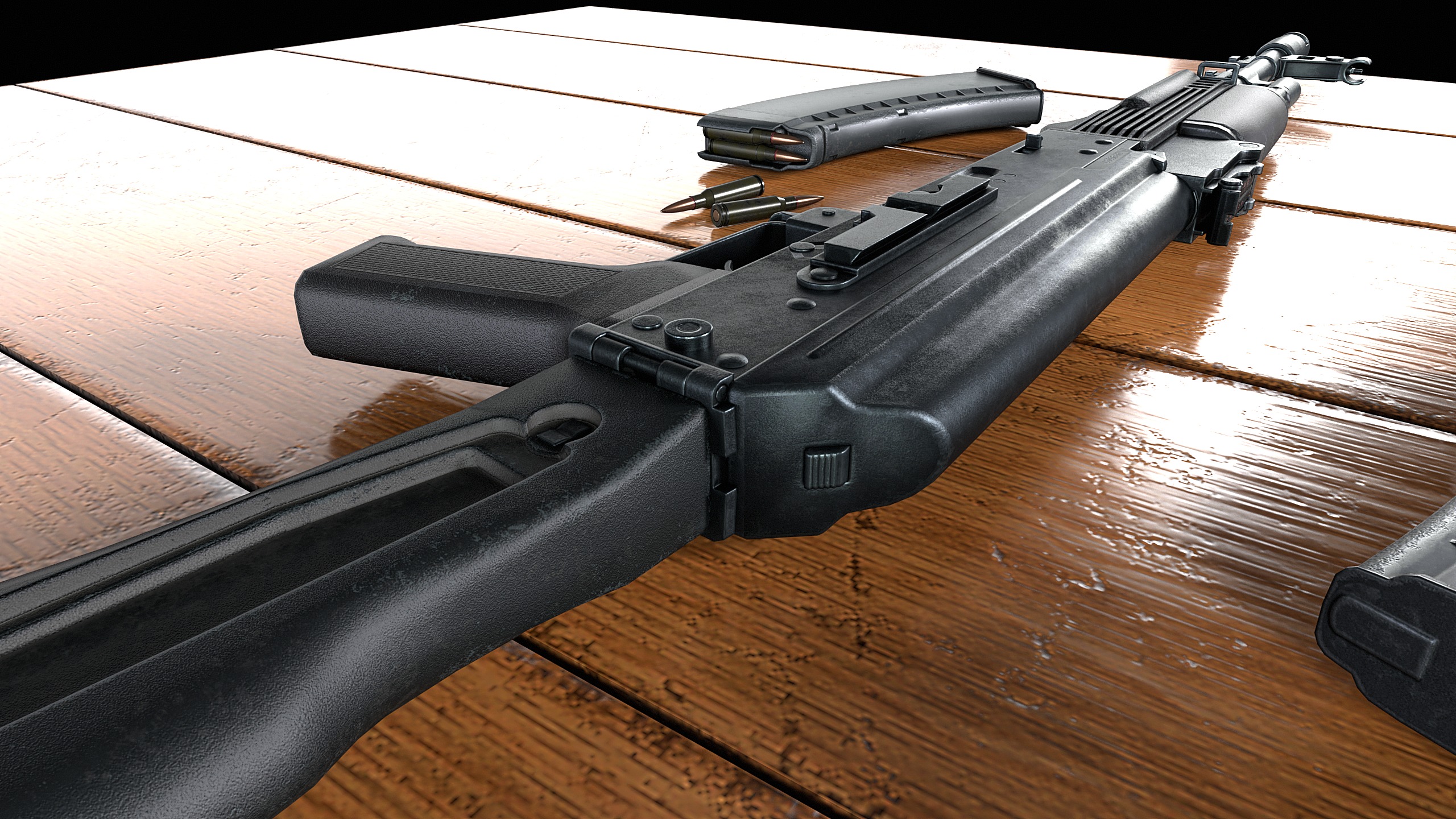 AK-74M assault rifle Low-poly 3D model_5
