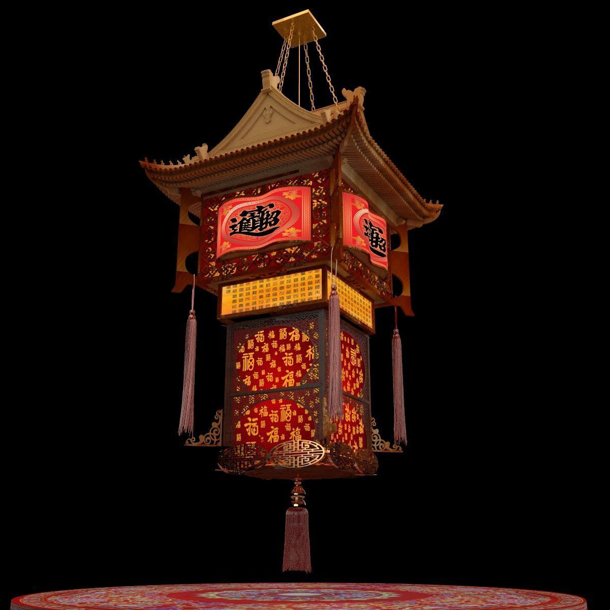 Chinese palace lantern  3D model_6