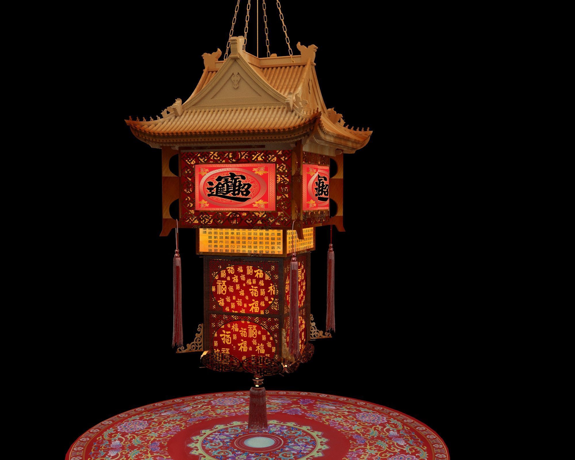 Chinese palace lantern  3D model_4