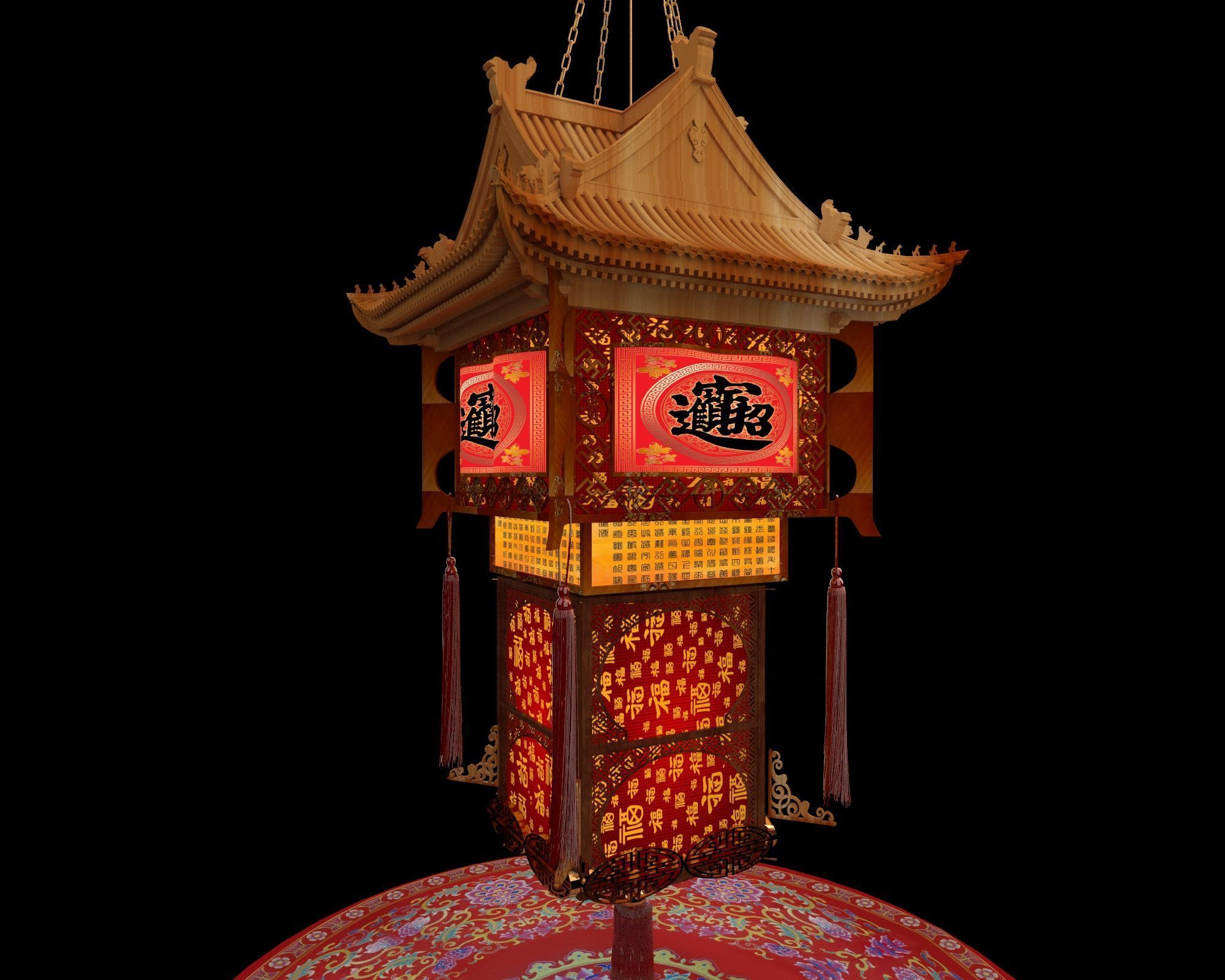 Chinese palace lantern  3D model_2