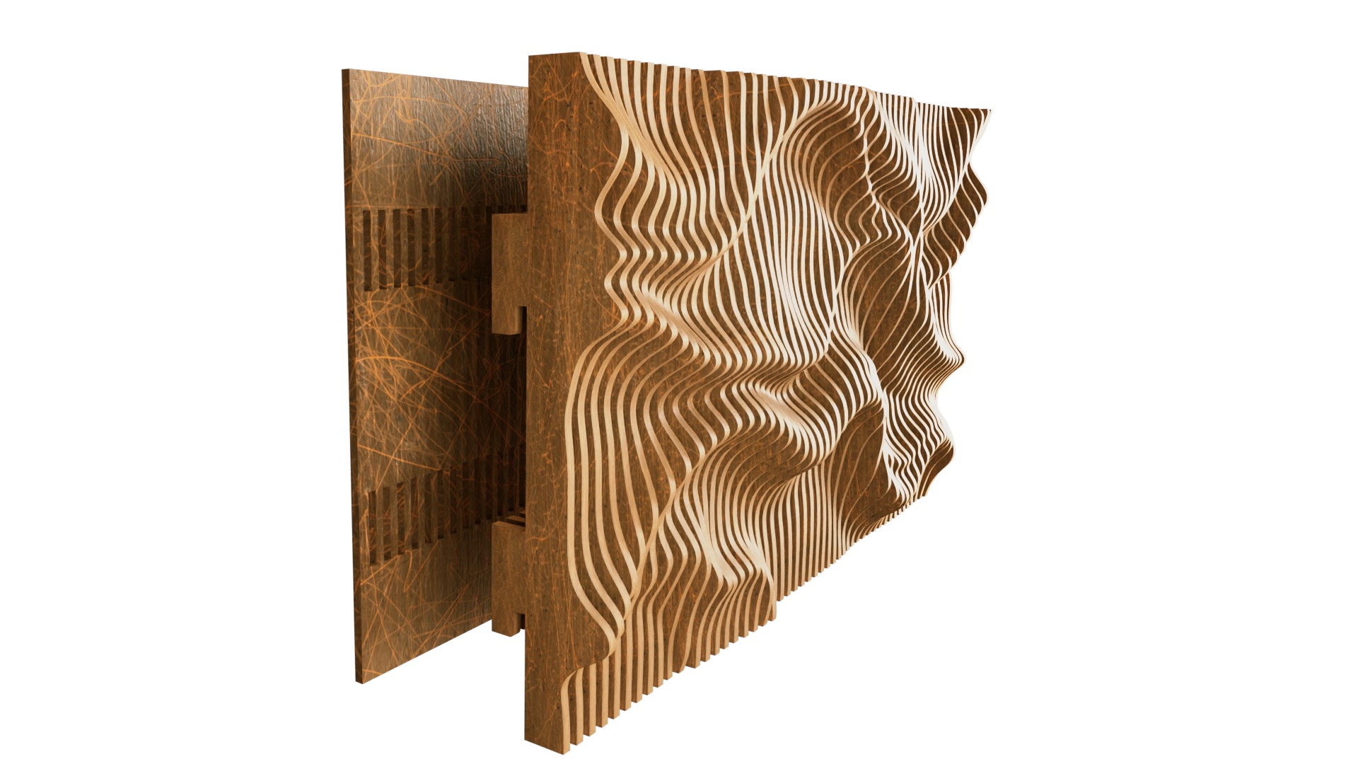 Parametric Wavy Wooden Wall Decor 27- wood cutting machines  3D model_10