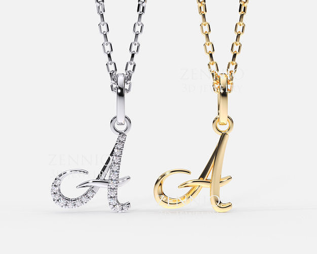 Initial Letter A Alphabet pendant 3D print model