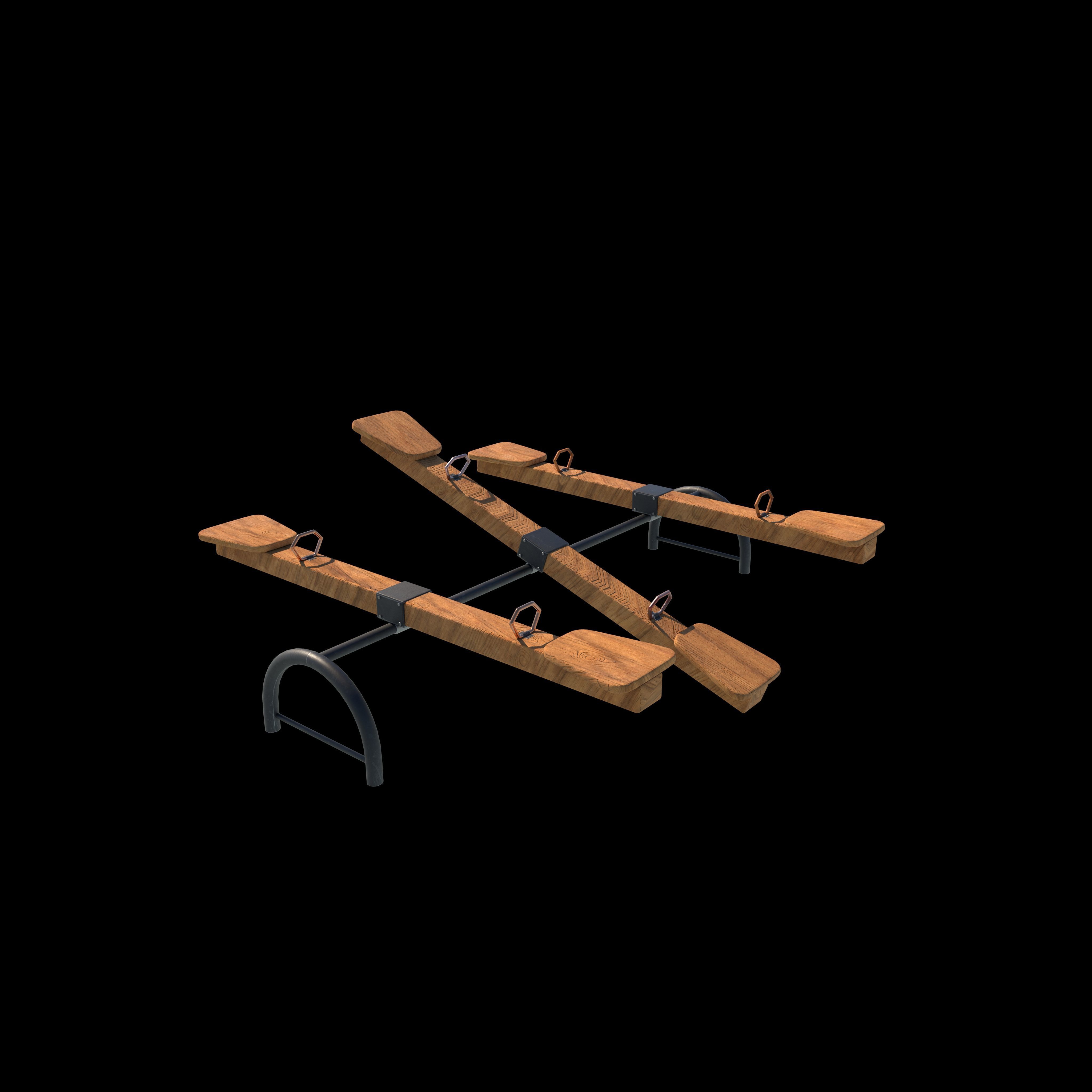 Wooden See-Saw 3D model_2
