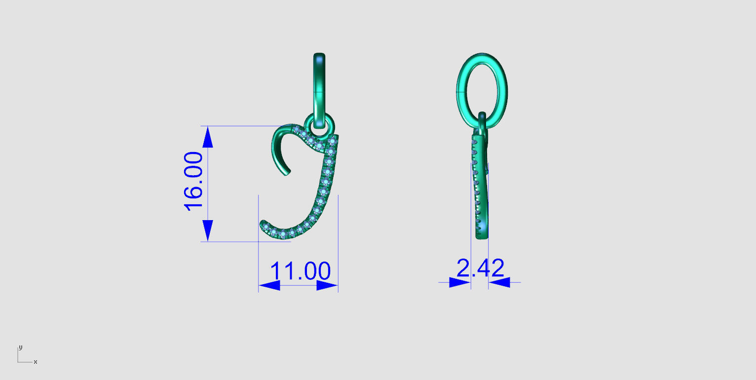 Initial Letter I Alphabet pendant 3D print model_3