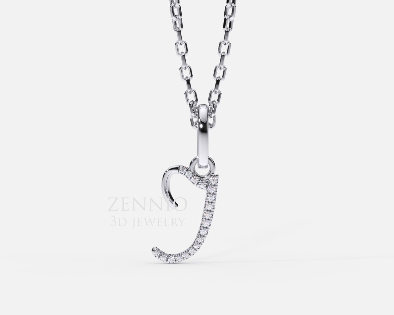 Initial Letter I Alphabet pendant 3D print model_1