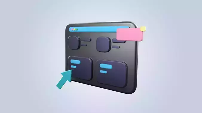 3D app web Icon Low-poly 3D model-11