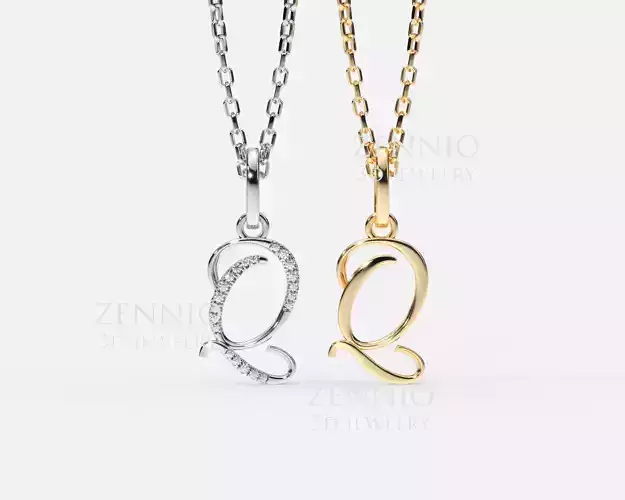 Initial Letter Q Alphabet pendant 3D print model