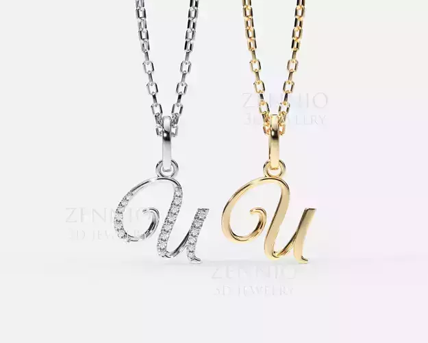 Initial Letter U Alphabet pendant