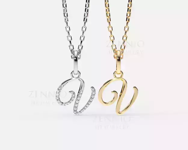 Initial Letter V Alphabet pendant