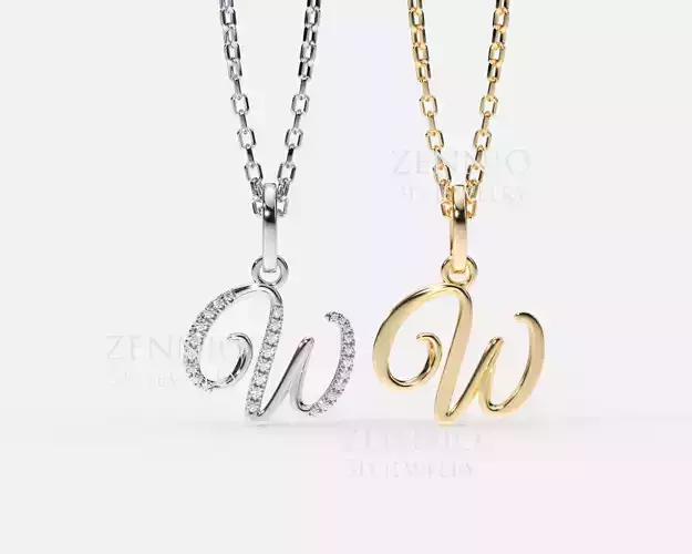 Initial Letter W Alphabet pendant