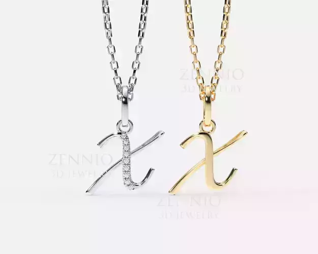 Initial Letter X Alphabet pendant